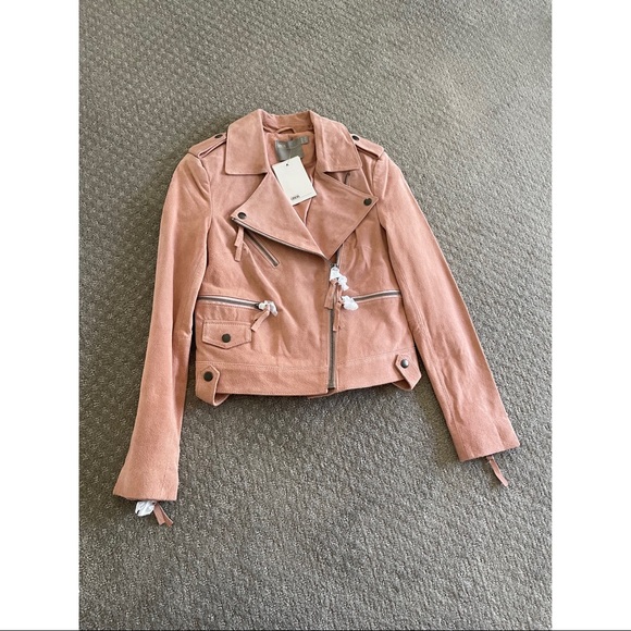 ASOS Jackets & Blazers - ASOS Blush Pink Faux Suede Biker Jacket